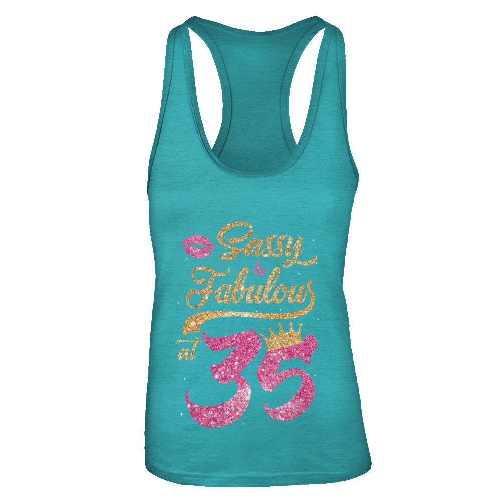 Sassy And Fabulous At 35th 1986 Birthday Gift-T-Shirt & Tank Top-Women's Ideal Racerback Tank-Tahiti Blue