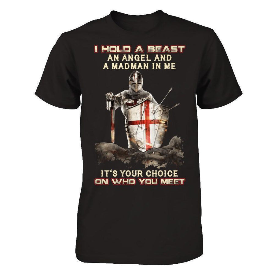 Knight Templar I Hold A Beast An Angel And A Madman In Me-T-Shirt & Hoodie-Classic T-Shirt-Black