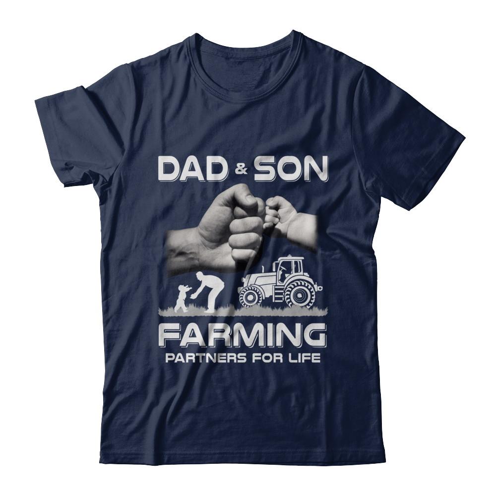 Farmer Dad And Son Farming Partners For Life Fathers Day-T-Shirt & Hoodie-Classic T-Shirt-Navy