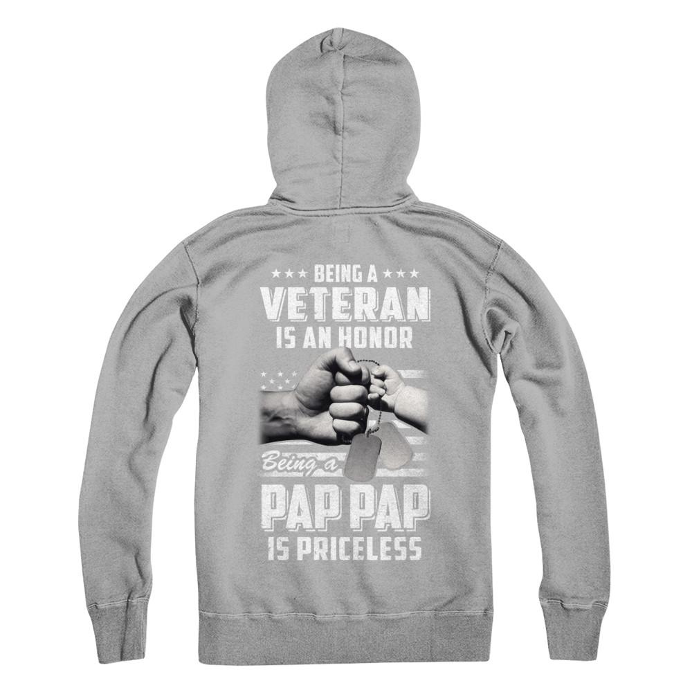 Being A Veteran Is An Honor Being A Pap Pap Is Priceless-T-Shirt & Hoodie-Pullover Hoodie-Light Steel
