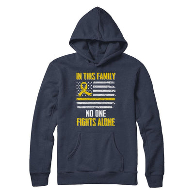 In This Family No One Fights Alone Childhood Cancer-T-Shirt & Hoodie-Pullover Hoodie-Navy