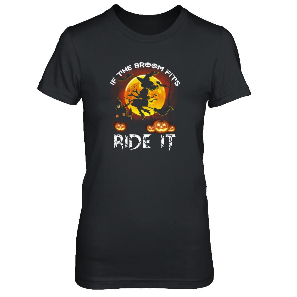 If The Broom Fits Witch Funny Happy Halloween-T-Shirt & Tank Top-Women's T-Shirt-Black