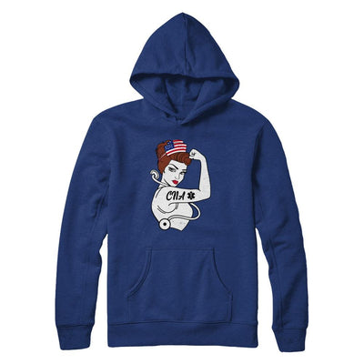 Nursing Strong Woman Cna Strong Nurse 4Th Of July-T-Shirt & Hoodie-Pullover Hoodie-Deep Royal