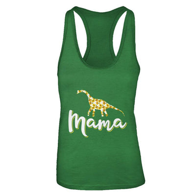 Sunflower Mama Saurus Dinosaur Mothers Day Gift-T-Shirt & Tank Top-Women's Ideal Racerback Tank-Kelly Green