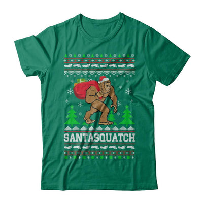 Funny Santasquatch Bigfoot Ugly Christmas Sweater Gift-T-Shirt & Sweatshirt-Classic T-Shirt-Kelly Green