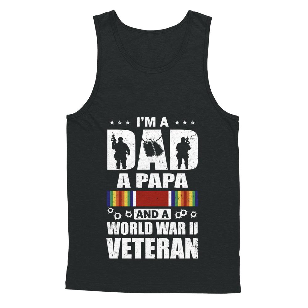 A Dad A Papa And A World War II Veteran Fathers Day-T-Shirt & Hoodie-Unisex Tank-Black