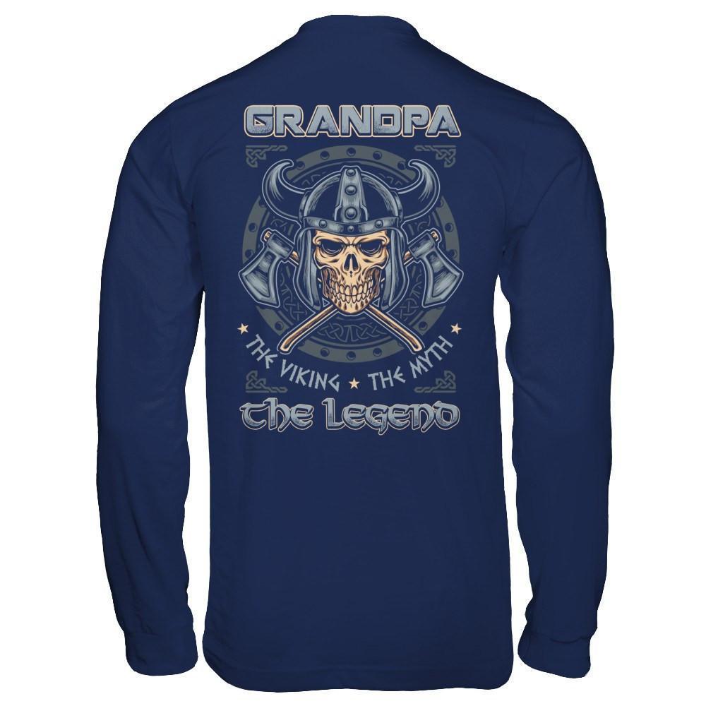 Grandpa The Viking The Myth The Legend-T-Shirt & Hoodie-Long Sleeve T-Shirt-Navy
