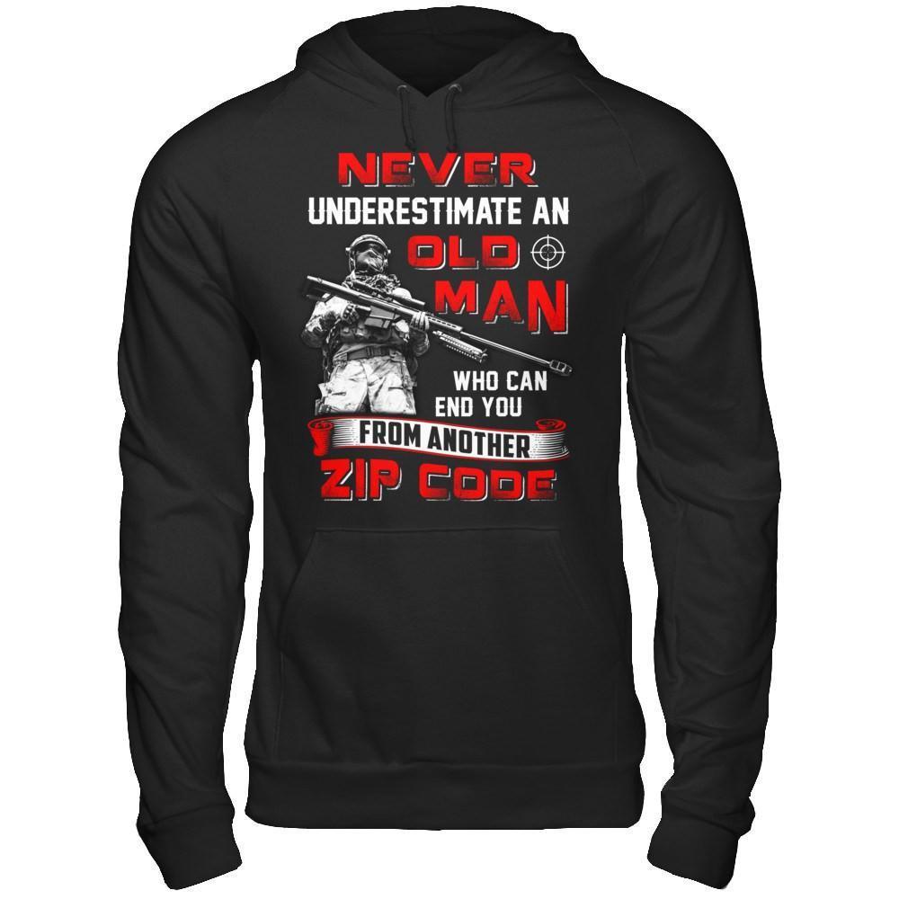 Never Underestimate An Old Man Who Can End You-T-Shirt & Hoodie-Pullover Hoodie-Black