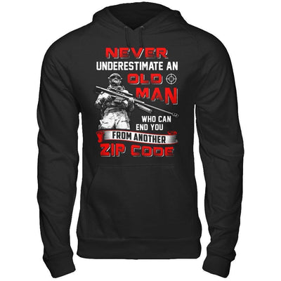 Never Underestimate An Old Man Who Can End You-T-Shirt & Hoodie-Pullover Hoodie-Black