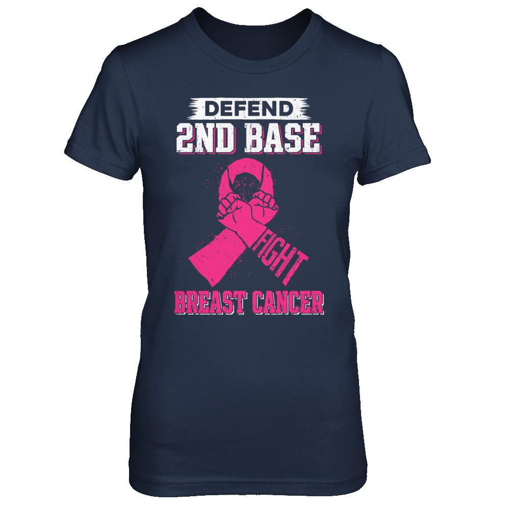 Defend 2nd Base Fight Breast Cancer Awareness-T-Shirt & Hoodie-Women's T-Shirt-Navy