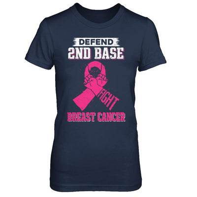 Defend 2nd Base Fight Breast Cancer Awareness-T-Shirt & Hoodie-Women's T-Shirt-Navy