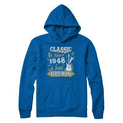 Vintage Classic Since 1948 With Rockin 73th Birthday-T-Shirt & Hoodie-Pullover Hoodie-Royal