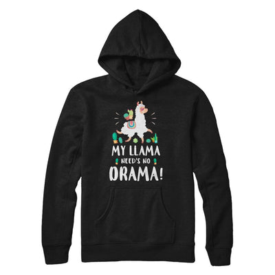 Funny Lama Cactus Llama Need's No Drama-T-Shirt & Hoodie-Pullover Hoodie-Black