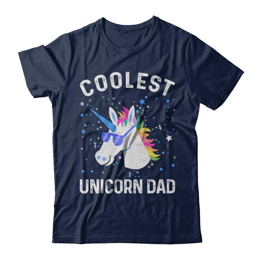 Coolest Unicorn Dad Cute Funny Unicorn Fathers Day-T-Shirt & Hoodie-Classic T-Shirt-Navy