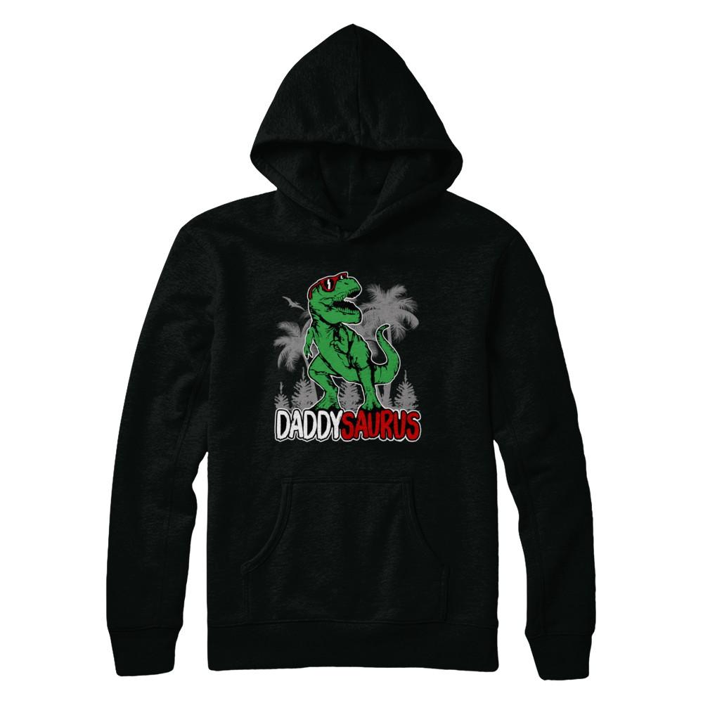 Daddysaurus Fathers Day Dinosaur T Rex Daddy Saurus-T-Shirt & Hoodie-Pullover Hoodie-Black