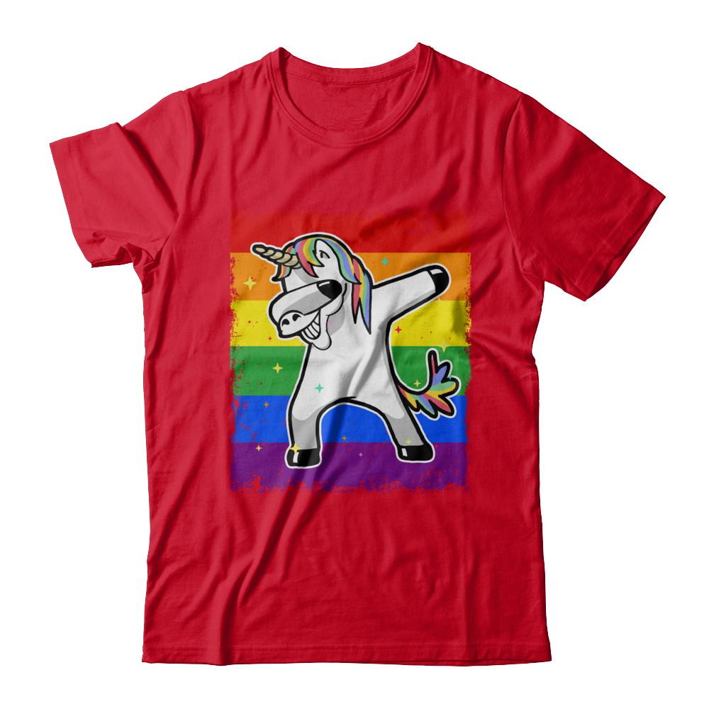 Dabbing Unicorn Lgbt Gay Pride Flag-T-Shirt & Hoodie-Premium T-Shirt-Red
