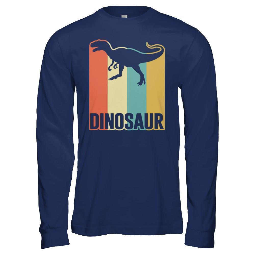Classic Vintage Retro Style Dinosaur-T-Shirt & Hoodie-Long Sleeve T-Shirt-Navy