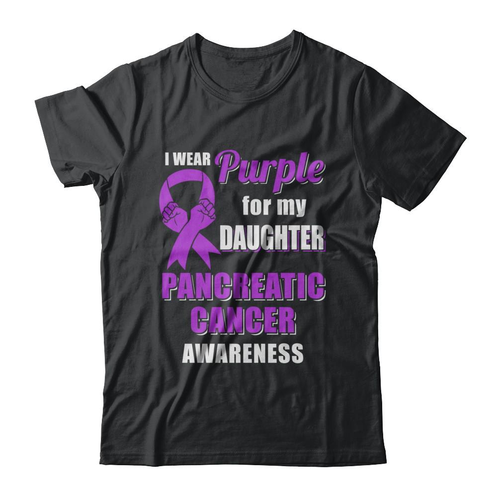 I Wear Purple For My Daughter Pancreatic Cancer Dad Mom-T-Shirt & Hoodie-Classic T-Shirt-Black