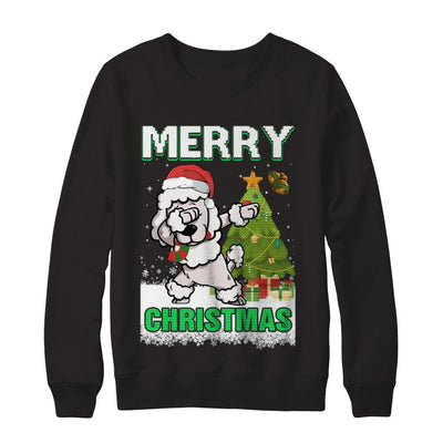 Cute Poodle Claus Merry Christmas Ugly Sweater-T-Shirt & Sweatshirt-Crewneck Sweatshirt-Black