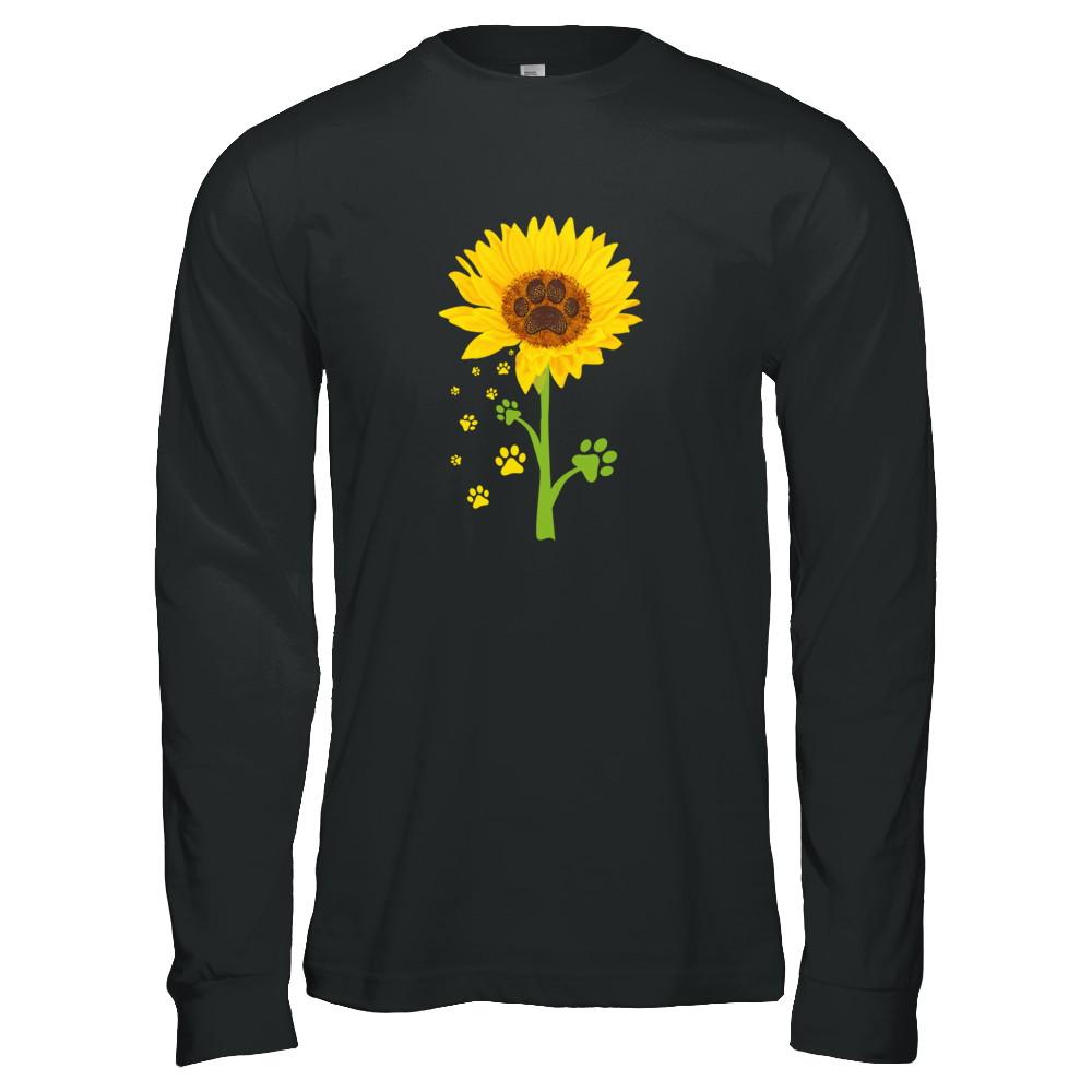 Funny Sunflower Cat Dog Paw Lover-T-Shirt & Tank Top-Long Sleeve T-Shirt-Black