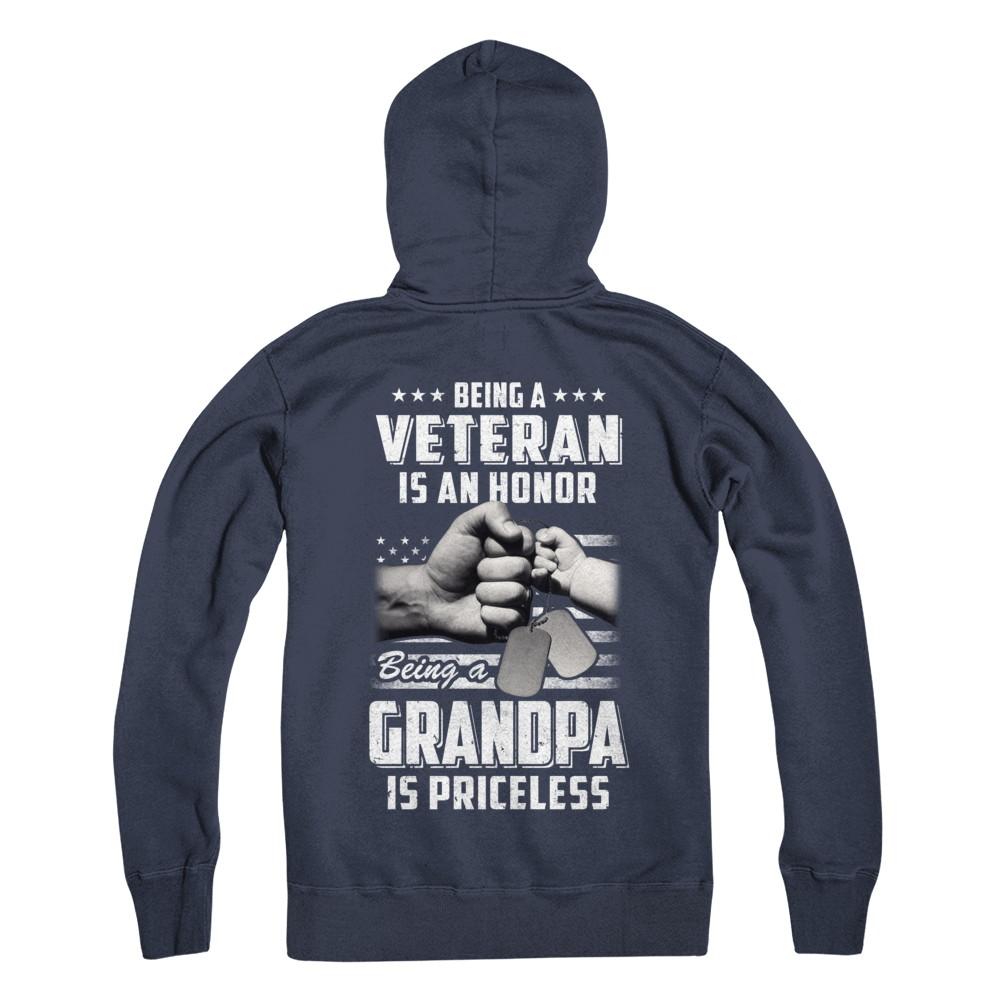 Being A Veteran Is An Honor Being A Grandpa Is Priceless-T-Shirt & Hoodie-Pullover Hoodie-Navy