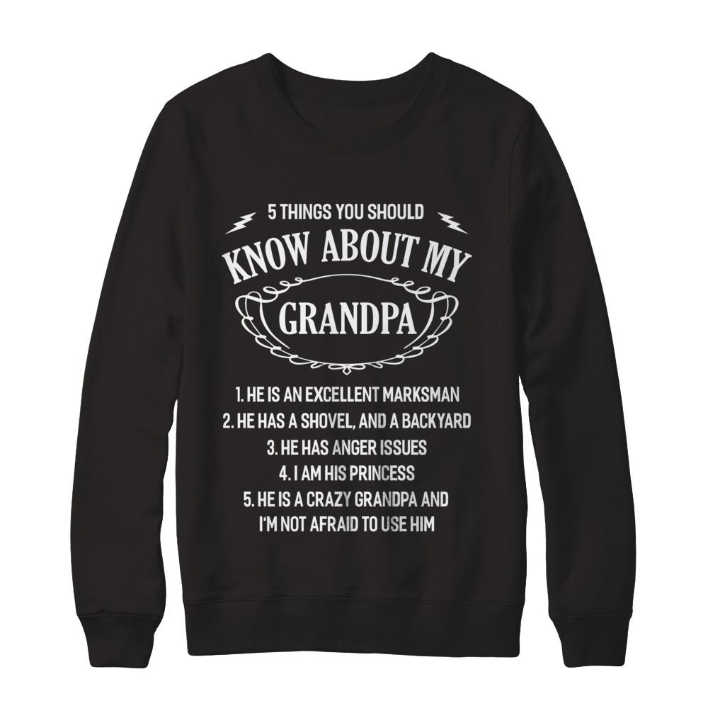 5 Things You Should Know About My Grandpa-T-Shirt & Sweatshirt-Crewneck Sweatshirt-Black