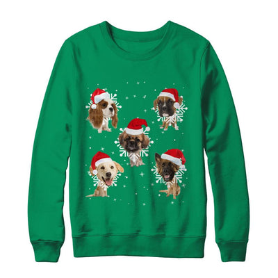 Cute Dog's Christmas Snowflakes Cat Claus-T-Shirt & Sweatshirt-Crewneck Sweatshirt-Irish Green
