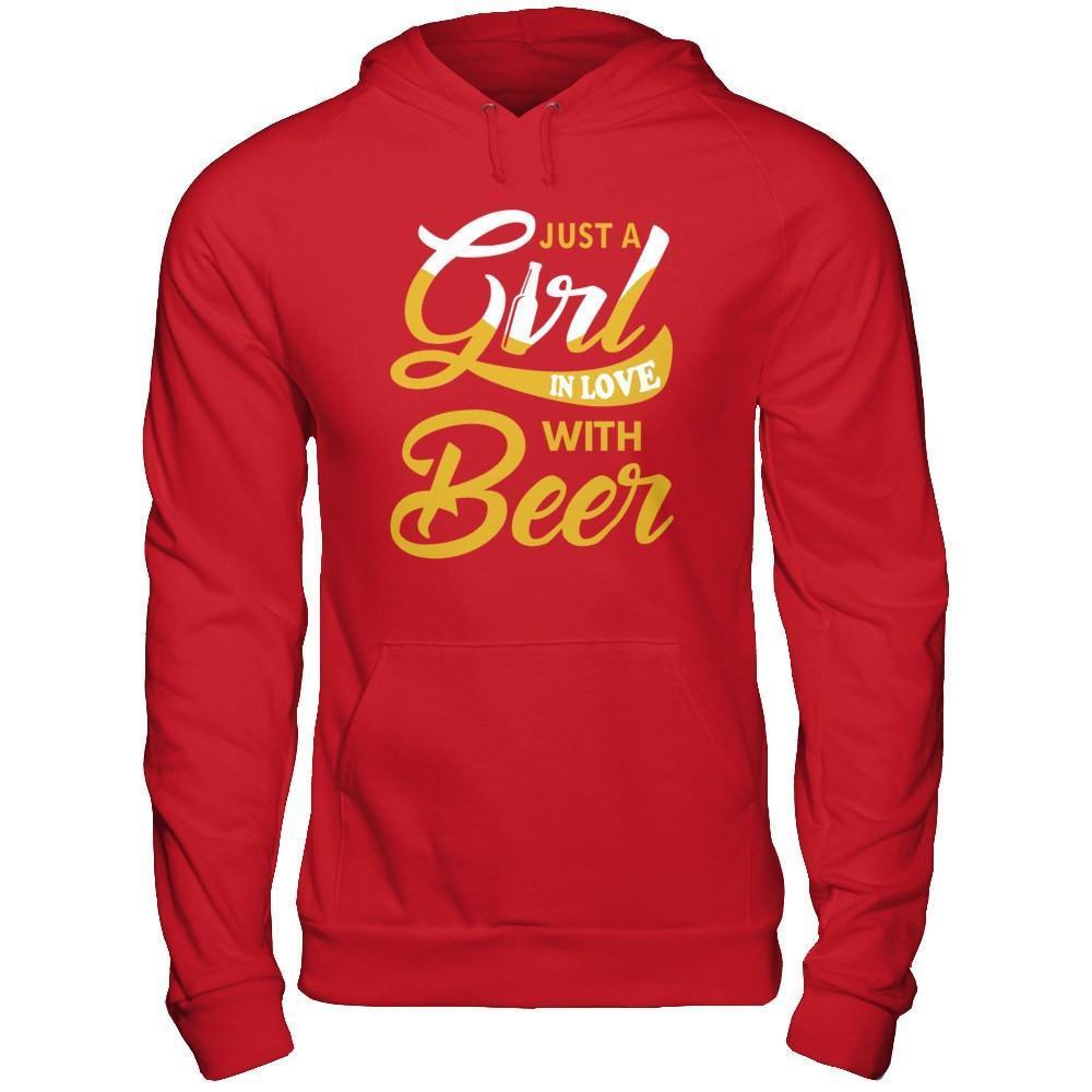Just A Girl In Love With Beer-T-Shirt & Hoodie-Pullover Hoodie-Red