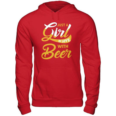 Just A Girl In Love With Beer-T-Shirt & Hoodie-Pullover Hoodie-Red
