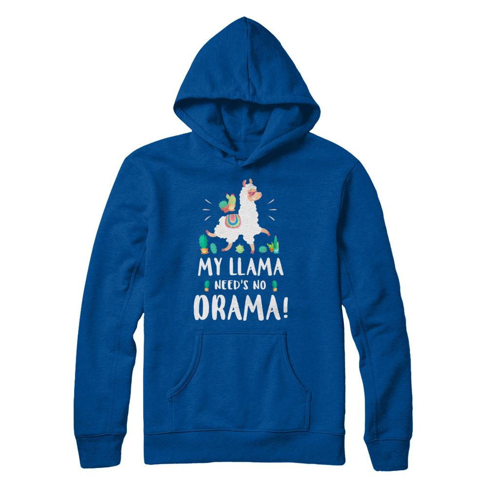 Funny Lama Cactus Llama Need's No Drama-T-Shirt & Hoodie-Pullover Hoodie-Deep Royal