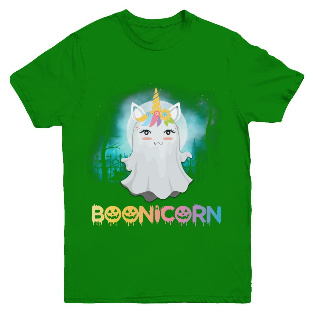 Boonicorn Ghost Unicorn Halloween Girls Youth-Youth Shirt-Youth T-Shirt-Irish Green