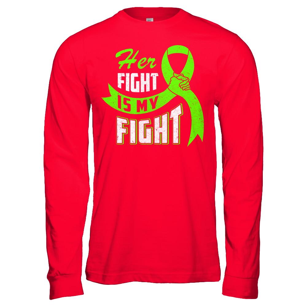 Her Fight is My Fight Liver Cancer Awareness Green Ribbon-T-Shirt & Hoodie-Long Sleeve T-Shirt-Red