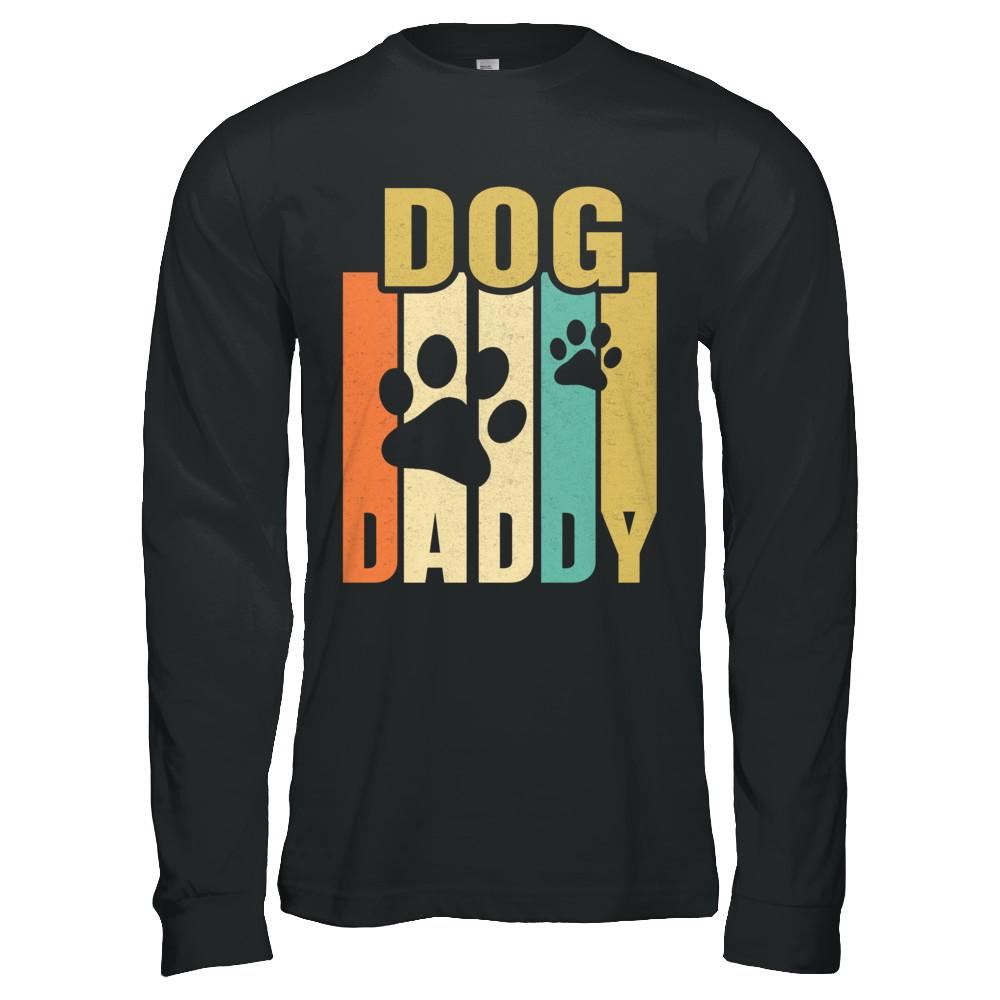 Retro Vintage Daddy Dog Father's Day Gift-T-Shirt & Hoodie-Long Sleeve T-Shirt-Black