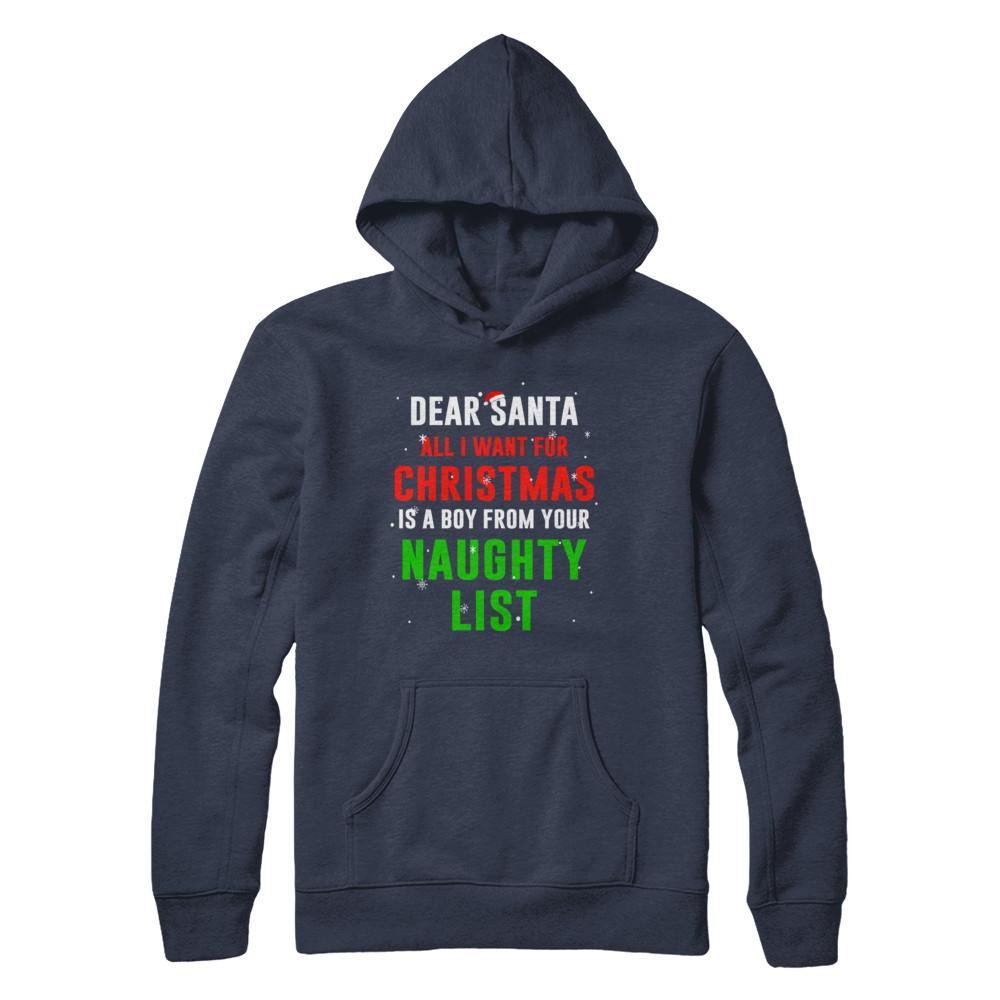Dear Santa I Want For Christmas Is A Boy From Naughty List-T-Shirt & Sweatshirt-Pullover Hoodie-Navy