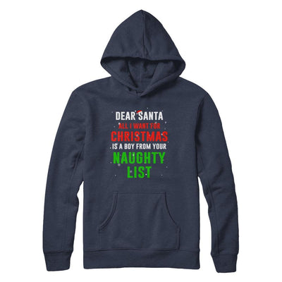 Dear Santa I Want For Christmas Is A Boy From Naughty List-T-Shirt & Sweatshirt-Pullover Hoodie-Navy