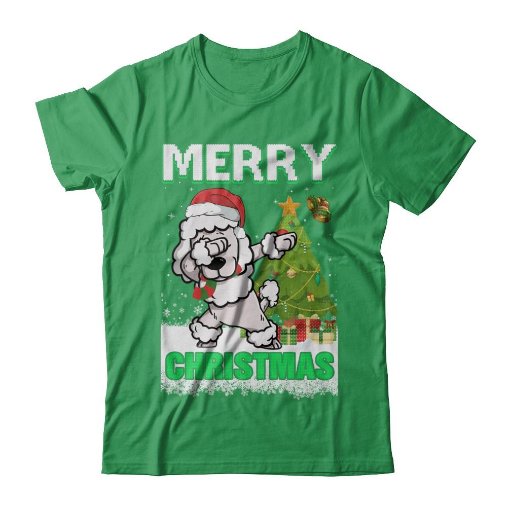 Cute Poodle Claus Merry Christmas Ugly Sweater-T-Shirt & Sweatshirt-Premium T-Shirt-Kelly Green