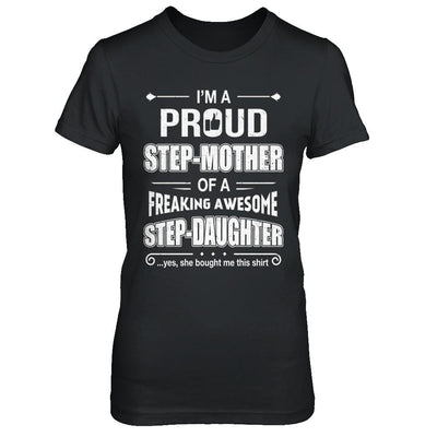 I'm A Proud Step-Mom Of Awesome Step-Daughter Mothers Day-T-Shirt & Hoodie-Women's T-Shirt-Black