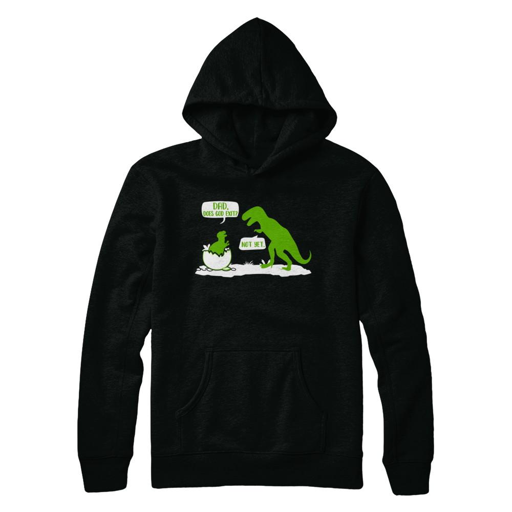 Dad Does God Exist Dinosaurs Funny-T-Shirt & Hoodie-Hanes - Heavyweight Pullover Hoodie-Black