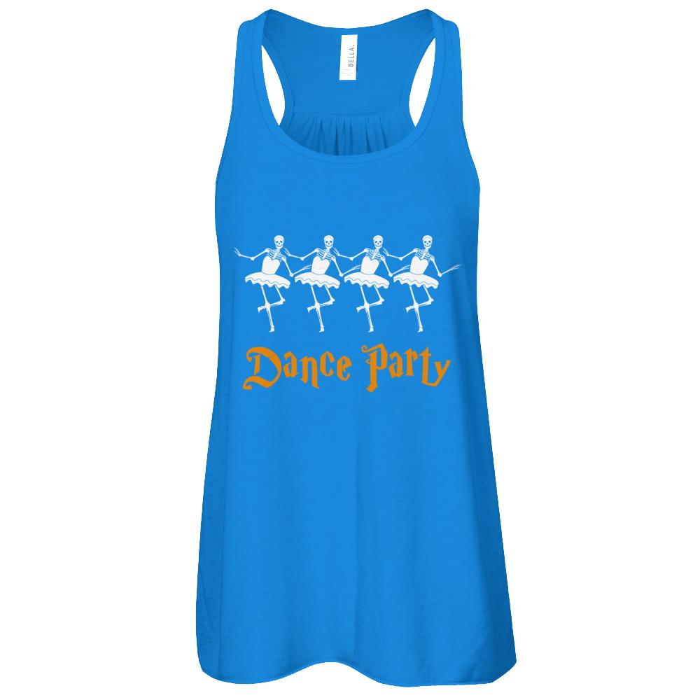 Ballet Skeleton Dance Party Happy Halloween-T-Shirt & Tank Top-Women's Flowy Racerback Tank-True Royal