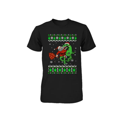 Santa Riding Dinosaur T-Rex Ugly Christmas Sweater Youth-Youth Shirt-Toddler T-Shirt-Black