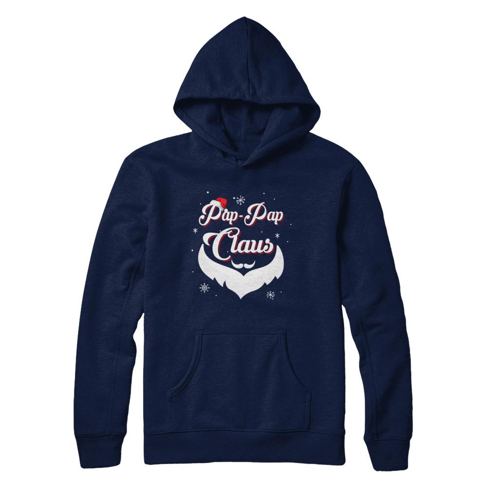 Santa Beard Matching Christmas Pajamas Pap-Pap Claus-T-Shirt & Sweatshirt-Pullover Hoodie-Navy