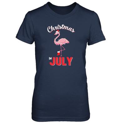 Funny Party X-Mas Flamingo Christmas In July-T-Shirt & Tank Top-Women's T-Shirt-Navy
