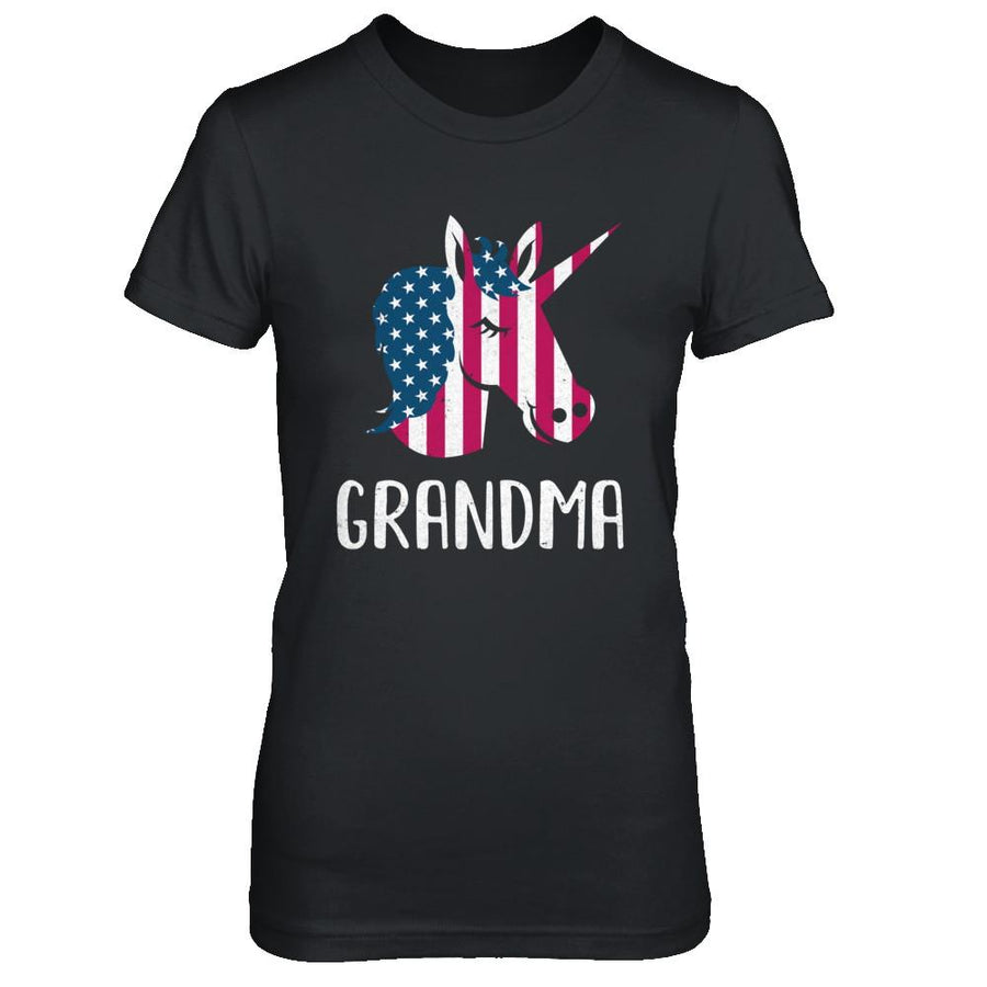 Patriotic Grandma Unicorn Americorn 4Th Of July-T-Shirt & Hoodie-Women's T-Shirt-Black