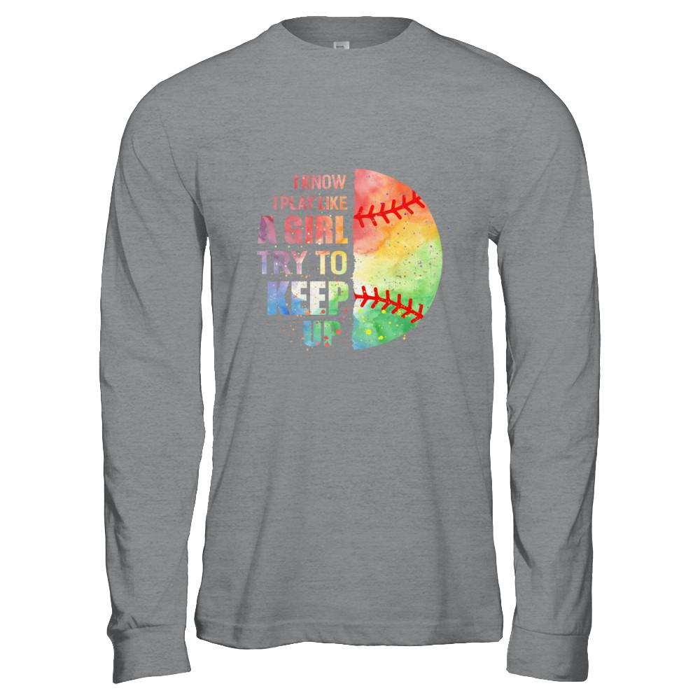 Yeah I Play Like A Girl Baseball Girl-T-Shirt & Hoodie-Long Sleeve T-Shirt-Sport Grey