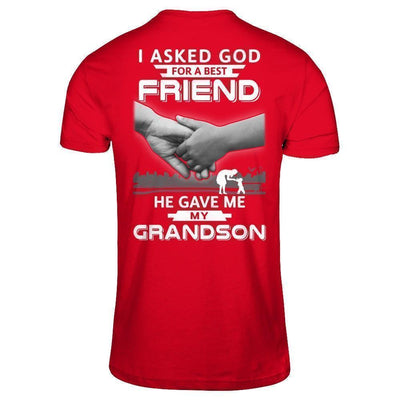 I Asked God For A Best Friend He Gave Me My Grandson-T-Shirt & Hoodie-Premium T-Shirt-Red