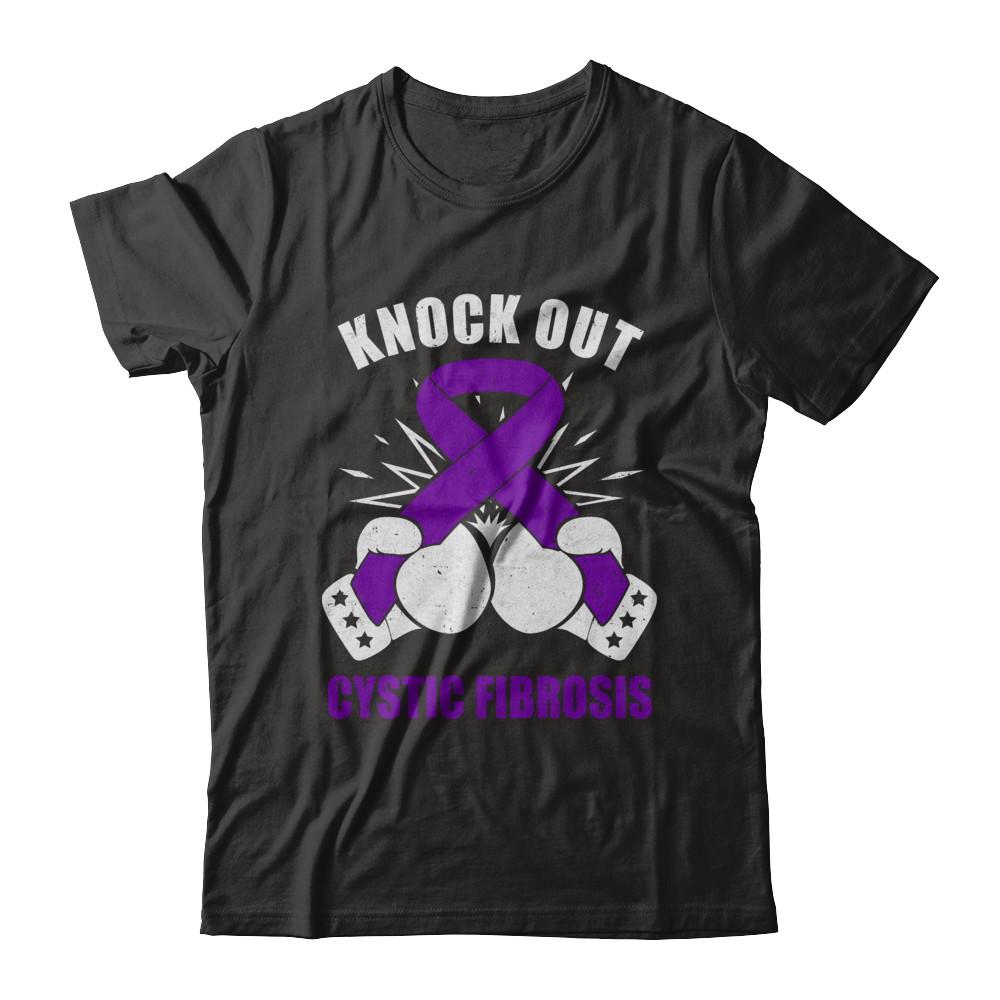 Boxing Knock Out Cystic Fibrosis Awareness Support-T-Shirt & Hoodie-Classic T-Shirt-Black