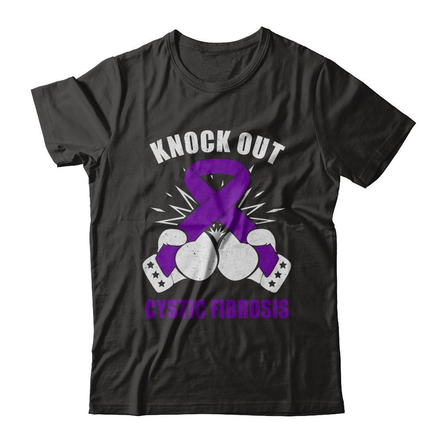 Boxing Knock Out Cystic Fibrosis Awareness Support-T-Shirt & Hoodie-Classic T-Shirt-Black
