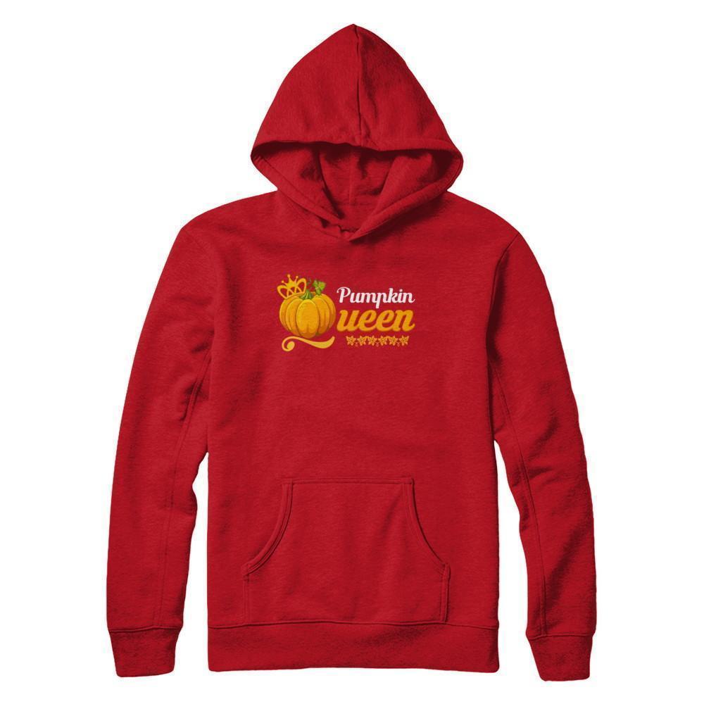 Pumpkin Queen Cute Pumpkin Spice Funny Halloween-T-Shirt & Sweatshirt-Pullover Hoodie-Red