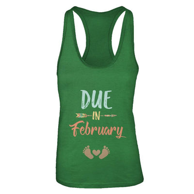 Due Date February 2021 Announcement Mommy Bump Pregnancy-T-Shirt & Tank Top-Women's Ideal Racerback Tank-Kelly Green