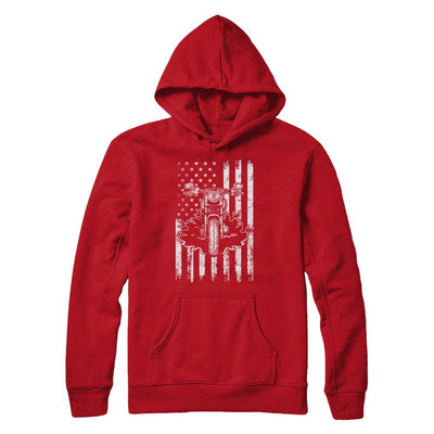 American Motorcycle Motorbike Us Flag Cool Biker-T-Shirt & Hoodie-Pullover Hoodie-Red